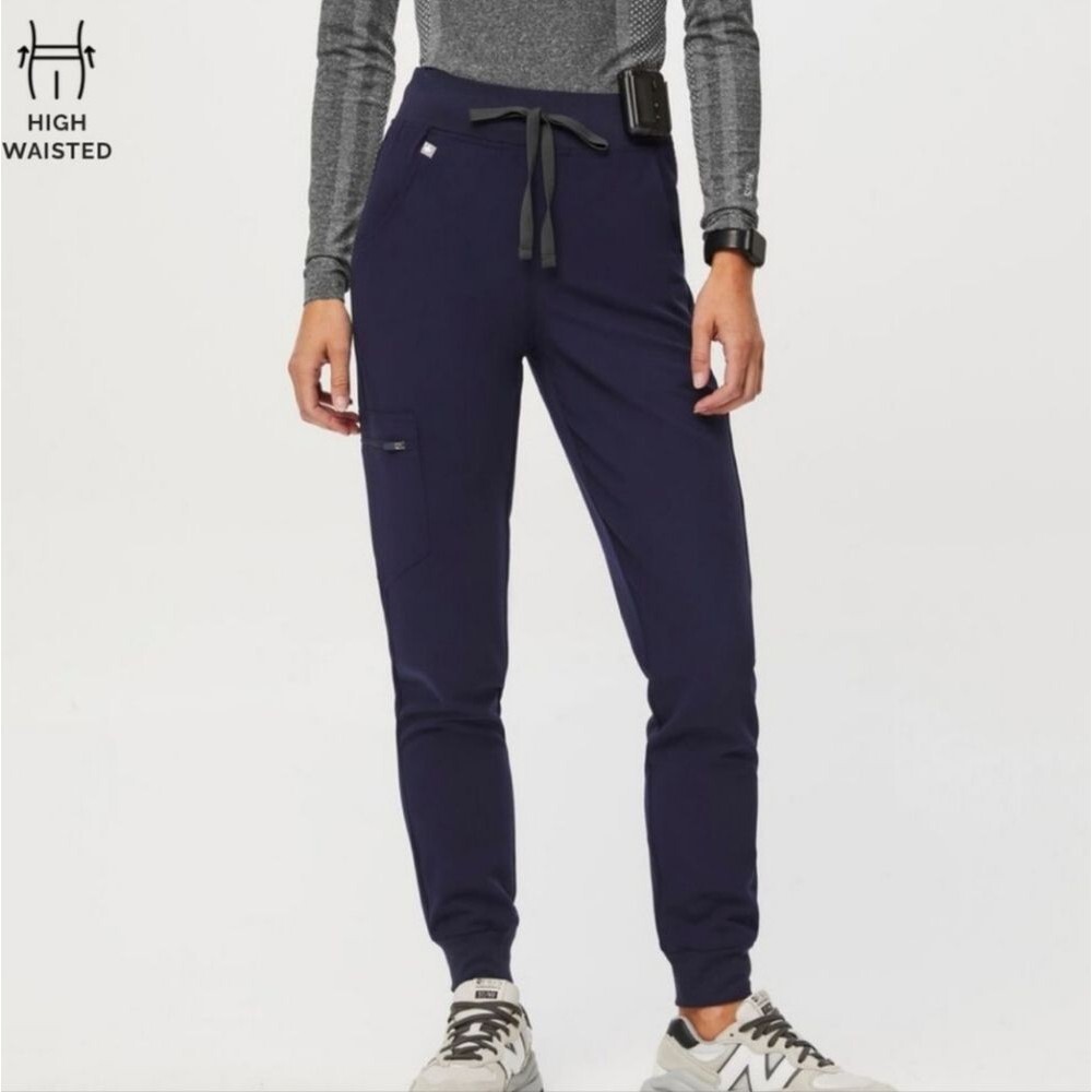 Figs Navy Blue High-Waisted Joggers